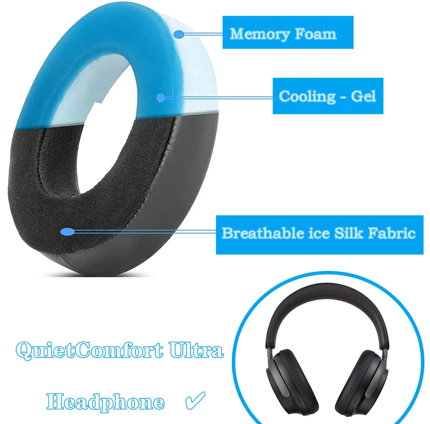 MOUDUNG Cooling Gel Ear Pads f - Bose Headphone Qc Ultra 评论和价格