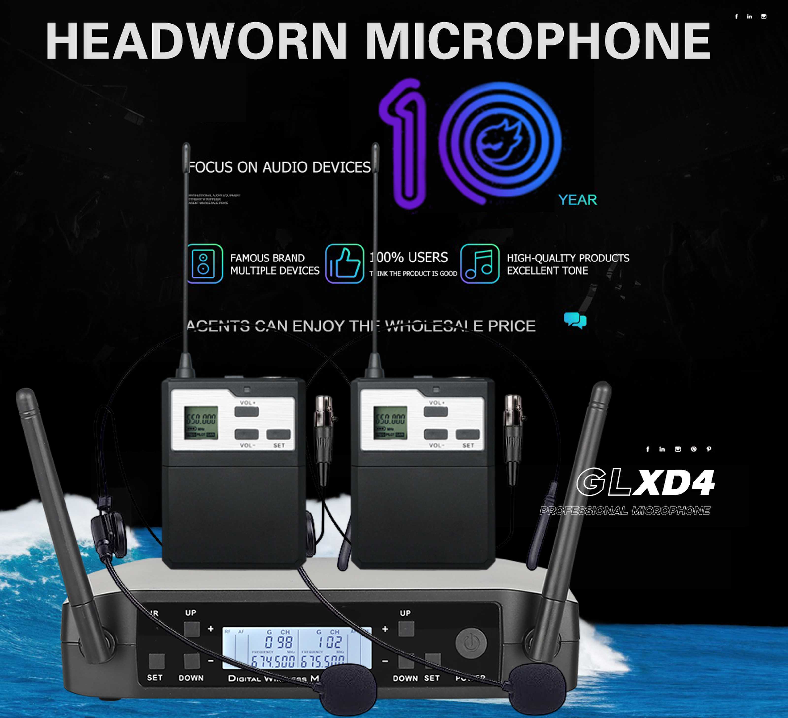 UHF Wireless Headset Microphon - Shure Mic Sm58 评论和价格