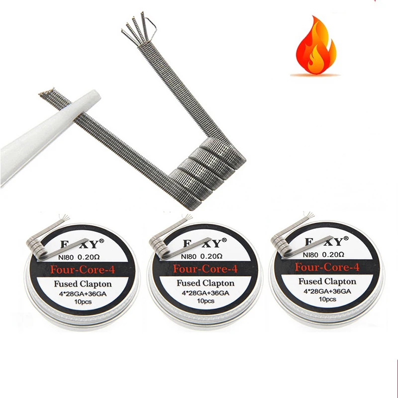 10pcs/box Ni80 Prebuilt Coil 2 - Clapton Wire Pre Built 评论和价格