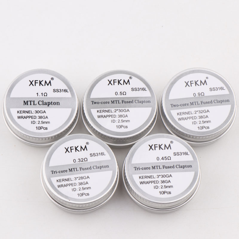 NEW XFKM 10PCS/box NI80/A1/SS3 - Clapton Wire Pre Built 评论和价格